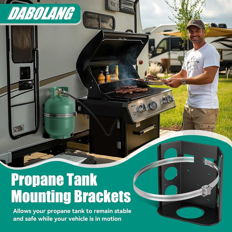 Dabolang 5 lb Propane Tank Mounting Bracket,Heavy Duty Propane Tank Holder,Propane Tank Hold Down for Rv,Campervan,Travel Trailer,Jeep and Overland Vehicles - Image 5